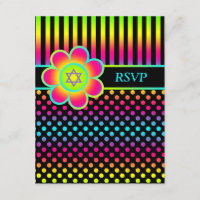 Listras florais de néon, bastão Mitzvah RSVP das