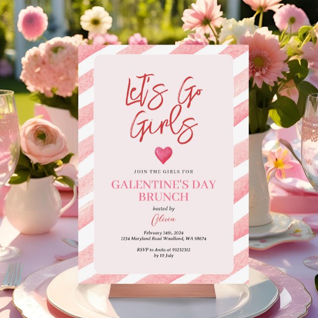 Convites Listras Jantar do Dia de Galentine Rosa Dia dos Na (Criador carregado)