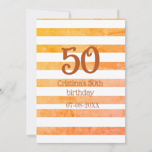 Convites Listras laranja vermelhas 50º aniversário marrom n