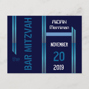 Convites Listras metálicas azuis Bar Mitzvah