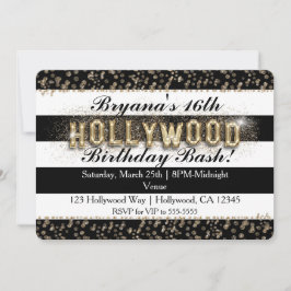 Convites Listras Preto e Branco Gold Hollywood