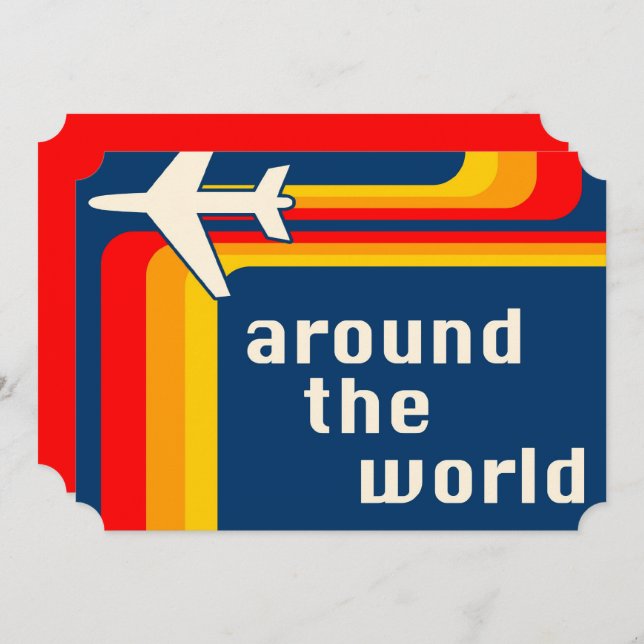 Convites listras retrô em todo o mundo (Frente/Verso)