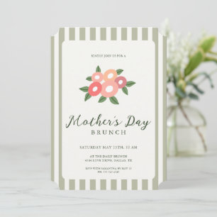 Convites Listras Simples Floral Brunch do Dia das Mães
