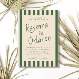 Convites Listras Verdes Garrafa Casamento Retro Minimalista