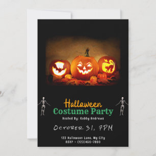 Convites Lit Up Jack-O' Lanternas Black Halloween