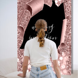 Convites Literatura Dourada 3D Rosa de branco preto