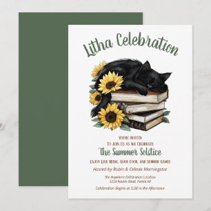 Convites Litha Solstício de Verão Girassol Gato & Livros