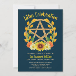 Convites Litha Summer Solstice Dourada Star Wicca Sabbat