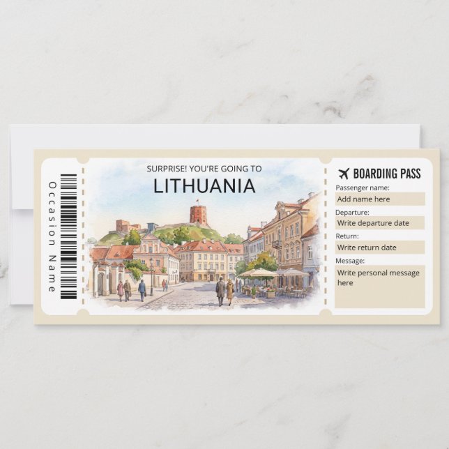 Convites Lithuania Trip Boarding Pass Ticket (Frente)