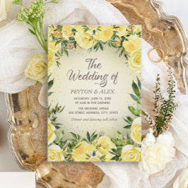 Convites Lítima Dourada Floral Amarelo Elegante