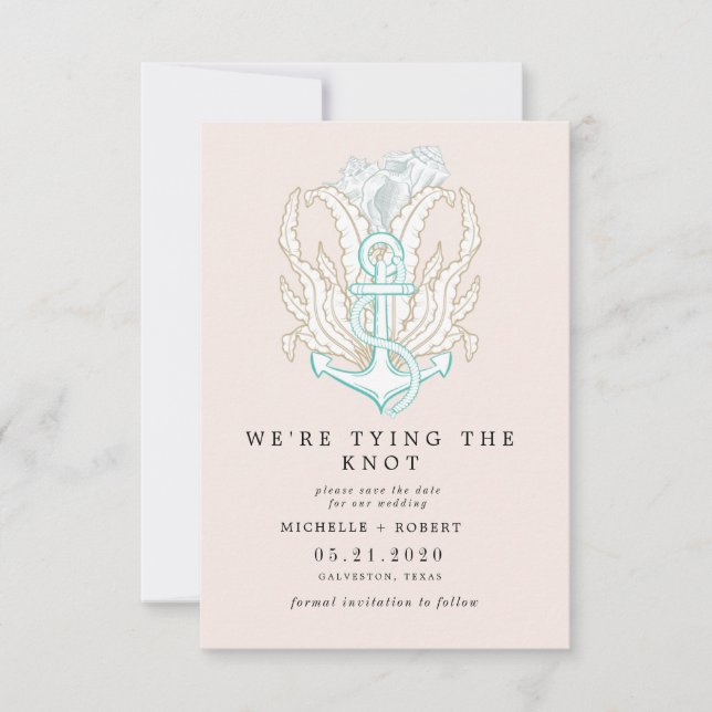 Convites litoral elegante Foto Salvar a Data (Frente)