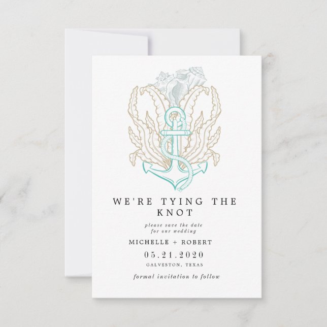 Convites litoral elegante Foto Salvar a Data (Frente)