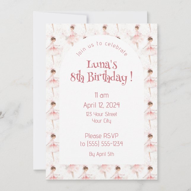 Convites Little Ballerina #4 - Rapariga Asiática (Frente)