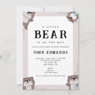 Convites Little Bear Baby Shower Invitation Design