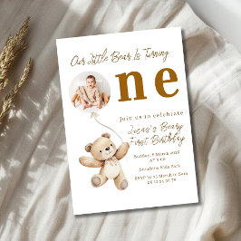 Convites Little Bear First Birthday Photo Party Invitation