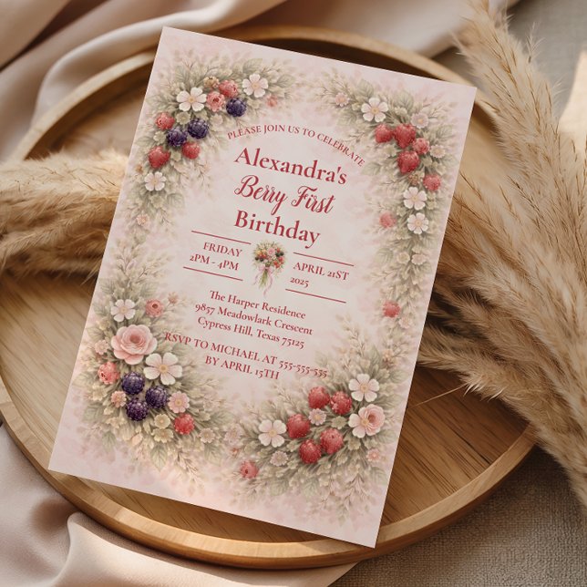 Convites Little Berry Celebration 1st Birthday (Criador carregado)