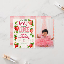 Convites Little Berry Faz Um Aniversário de Morango de 1 An