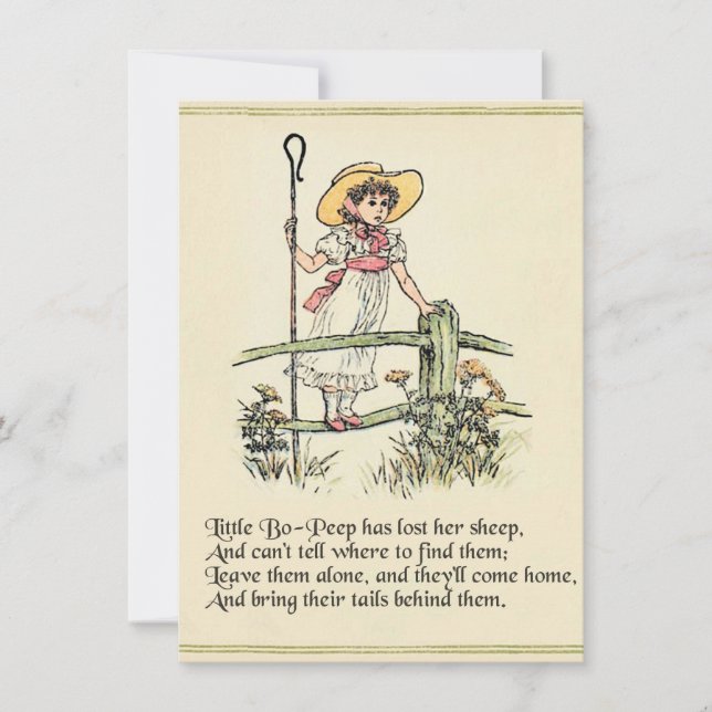 Convites Little Bo-Peep: Clássico de Kate Greenaway Nursery (Frente)
