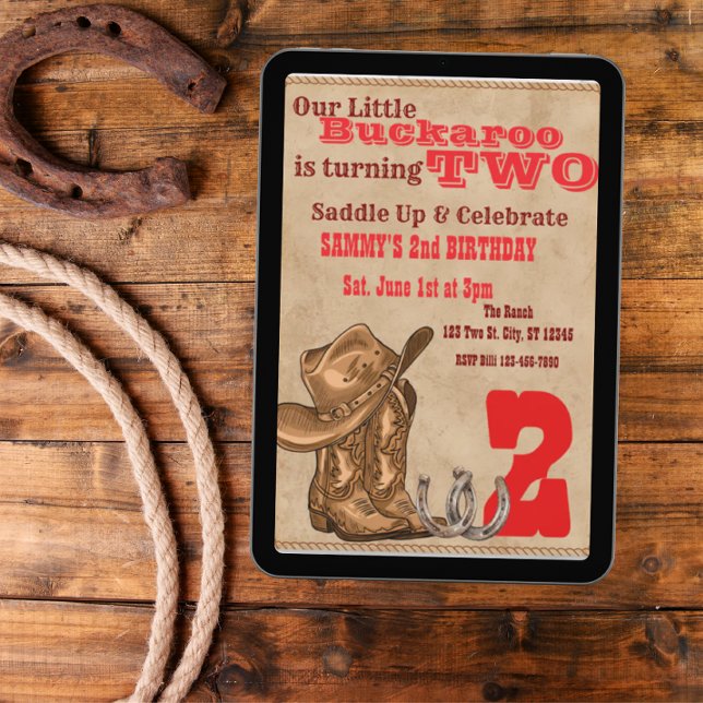 Convites Little Buckaroo Two, Western 2nd Birthday (Criador carregado)