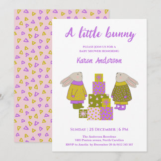 Convites Little Bunny Presents Festa de Aniversário Baby Sh