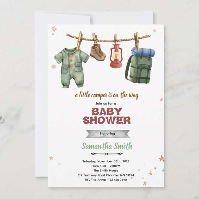 Convites Little Camper Baby Shower Invitation (Frente)