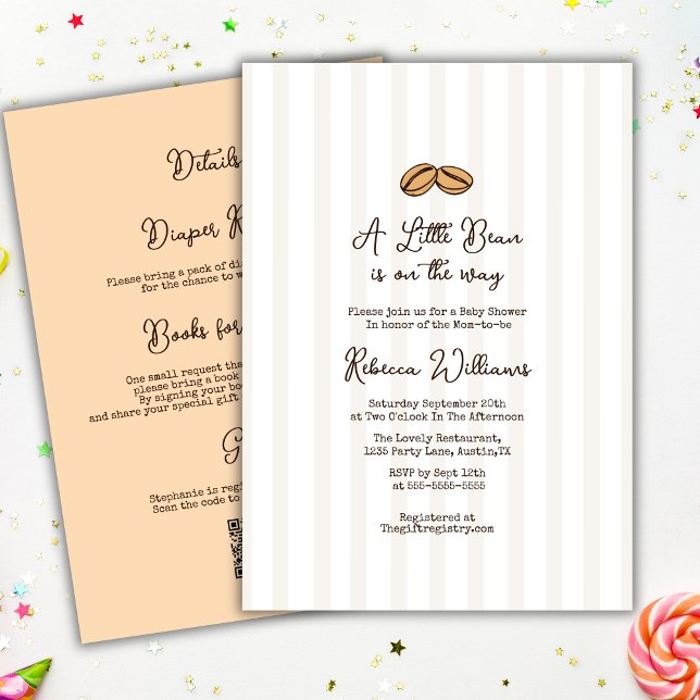 Convites Little Coffee Bean QR code all in one Baby Shower  (Criador carregado)