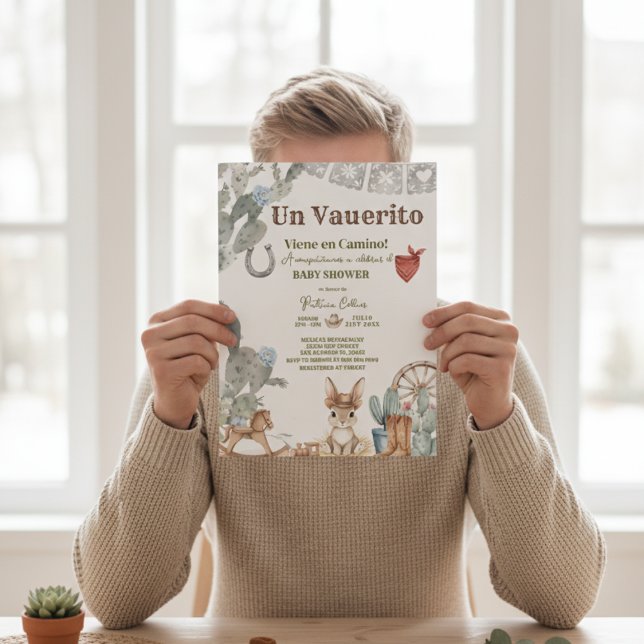 Convites little cowboy baby shower Vaquerito Viene Camino (Criador carregado)
