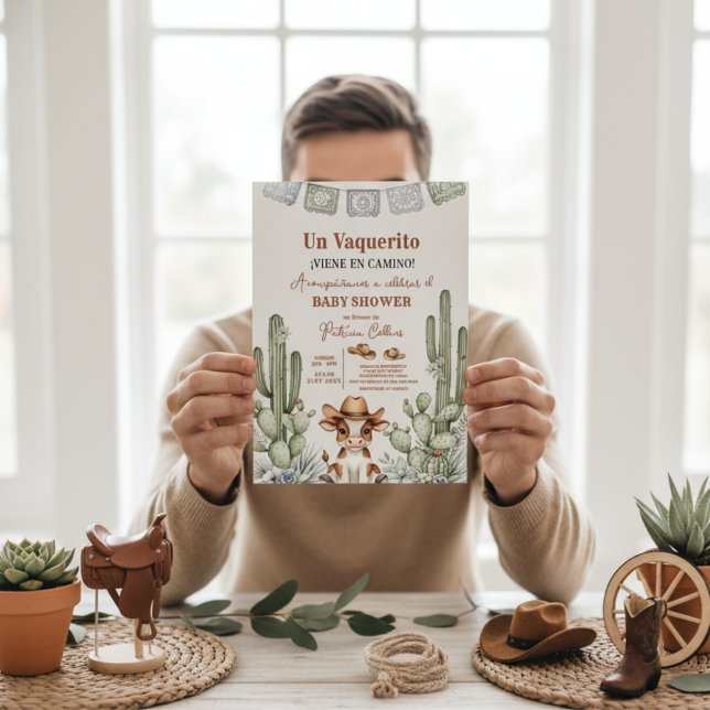Convites little cowboy baby shower Vaquerito Viene Camino (Criador carregado)