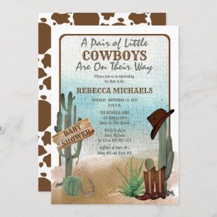 Convites \Little Cowboys Western Boy Twiners Chá de fraldas