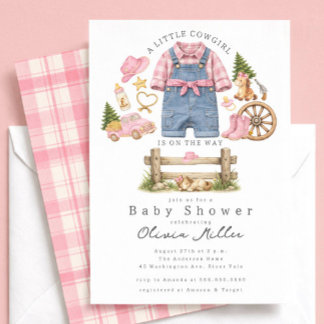 Convites Little Cowgirl Baby Shower Invitation Girl
