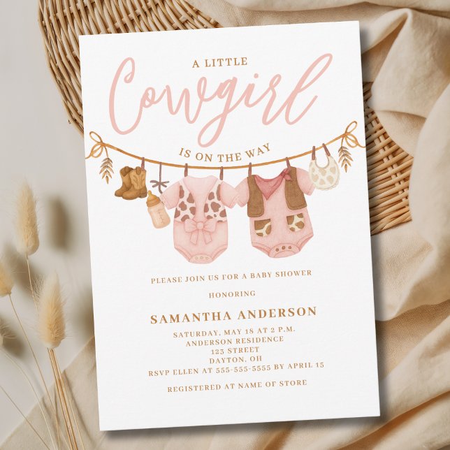 Convites Little Cowgirl Clothesline Baby Shower (Criador carregado)