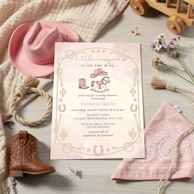 Convites Little Cowgirl Is On The Way girl Baby Shower (Little Cowgirl Is On The Way girl Baby Shower Invitation)