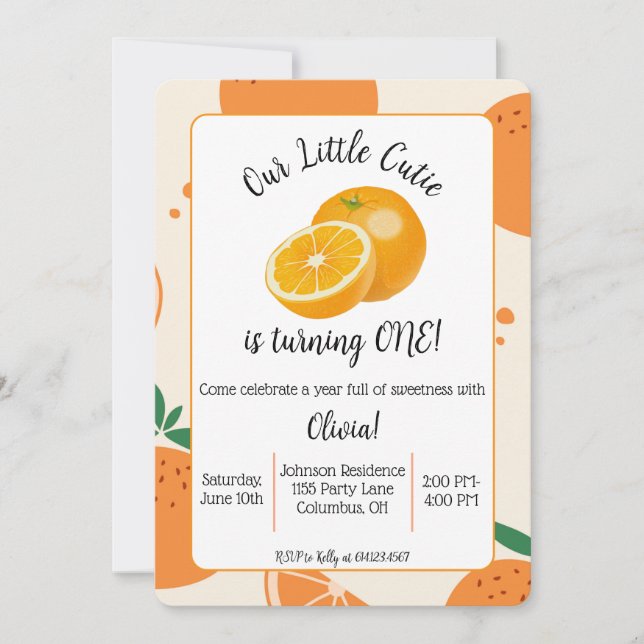 Convites Little Cutie First Birthday Invitation (Frente)