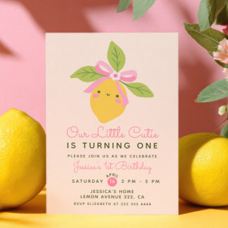 Convites Little Cutie Lemon Citrus Fruit Cute 1st Birthday 