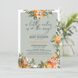 Convites Little Cutie no Way Orange Citrus Chá de fraldas