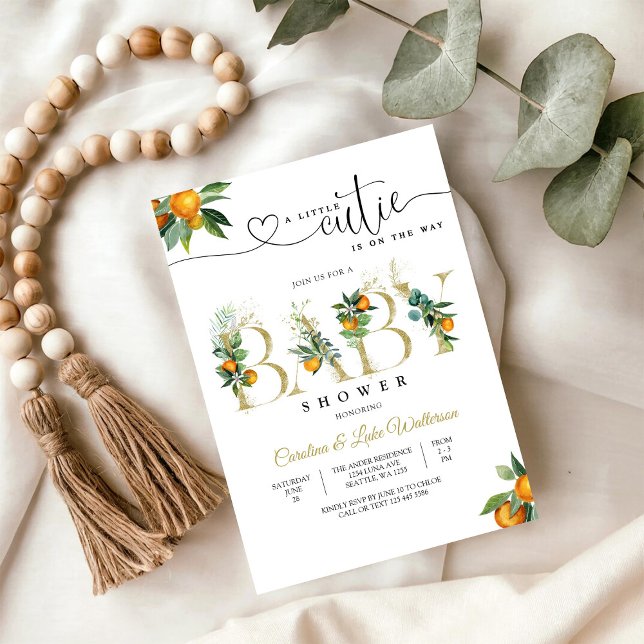 Convites Little Cutie Orange Baby Shower Invitation (Criador carregado)