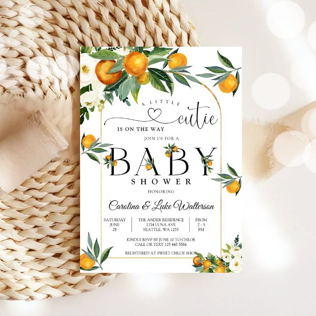 Convites Little Cutie Orange Baby Shower Invitation (Criador carregado)