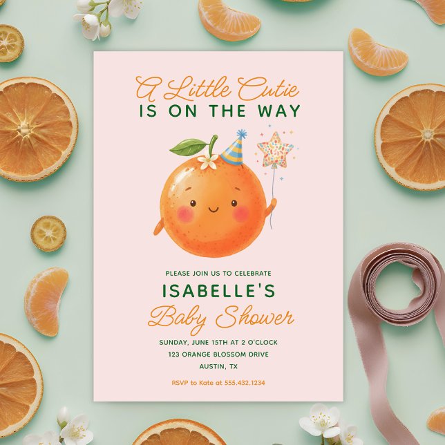 Convites Little Cutie Orange Citrus Baby Shower Invitation (Little Cutie Orange Citrus Baby Shower Invitation)