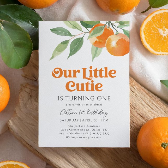 Convites Little Cutie Orange Citrus Birthday (Criador carregado)