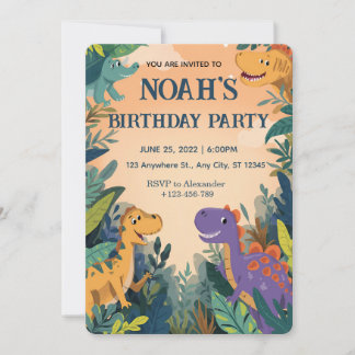 Convites Little Dino Party Invitation