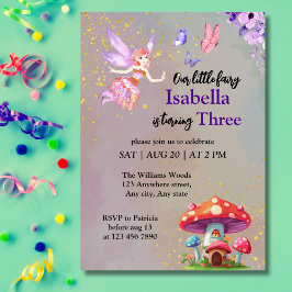 Convites Little Fairy Mushroom House Butterflies Any Age