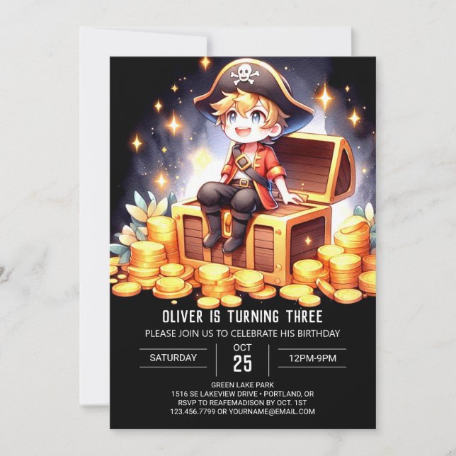 Convites Little Fantasy Pirate Birthday (Frente)