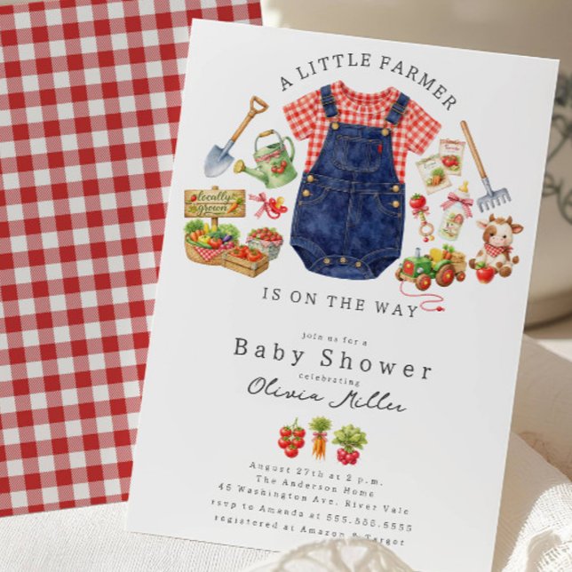 Convites Little Farmer Baby Shower Invitation (Criador carregado)