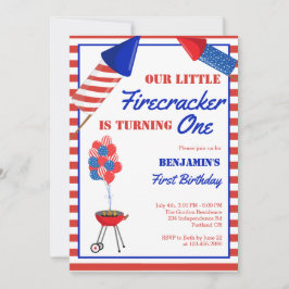 Convites Little Firecracker primeiro aniversario 4 de julho