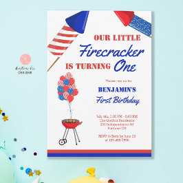 Convites Little Firecracker primeiro aniversario 4 de julho