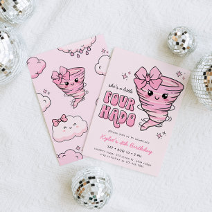 Convites Little Fournado Pink Tornado 4º Aniversário