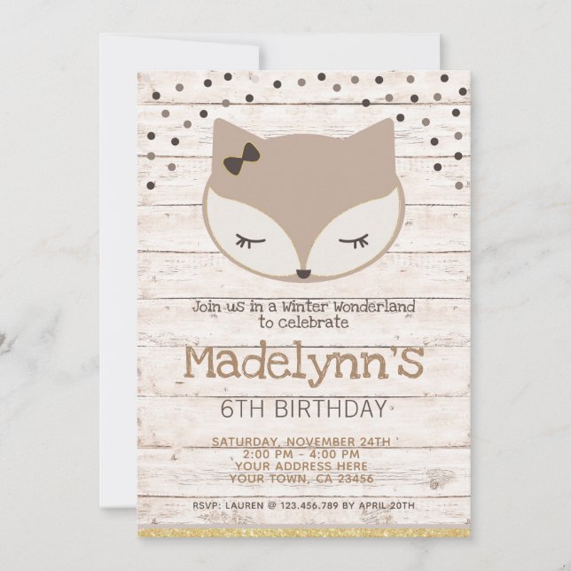 Convites Little fox, wonderland Birthday Invitation (Frente)