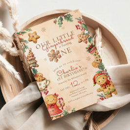 Convites Little Gingerbread 1st Birthday Christmas