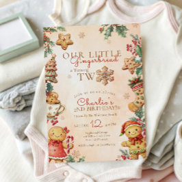 Convites Little Gingerbread 2nd Birthday Christmas