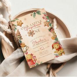 Convites Little Gingerbread Christmas 1st Birthday